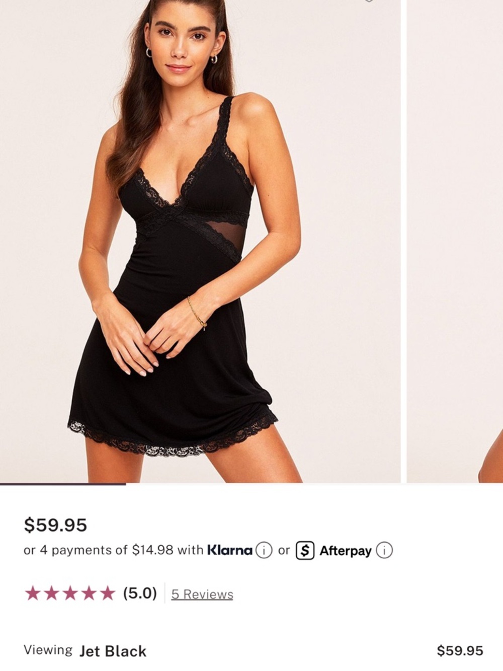 Jet Black Lace-Trim Slip Dress